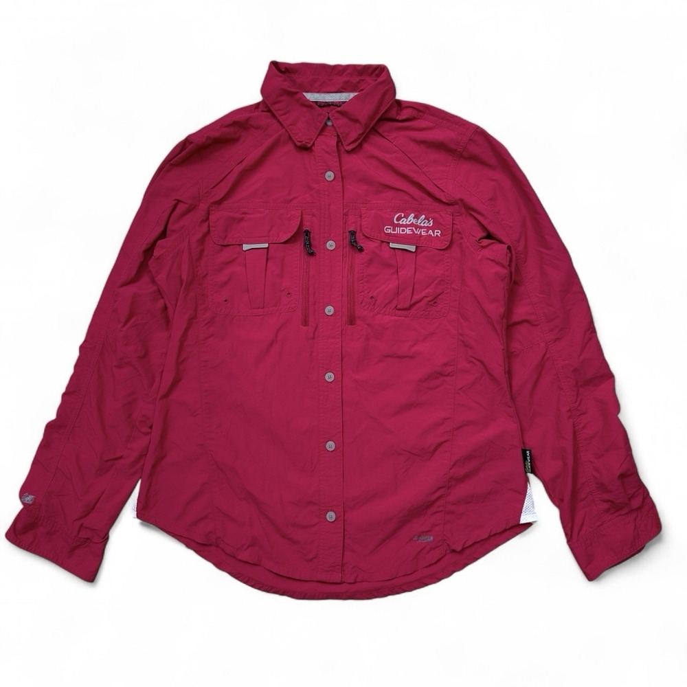 Cabela's Guidewear Raspberry Pink 4 Most Roll Tab Long Sleeve Button Up Vents M